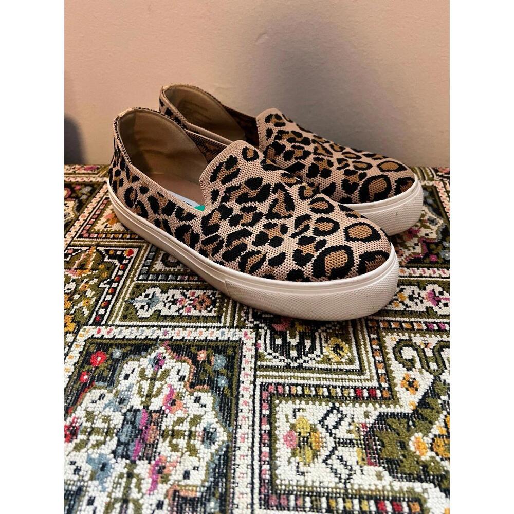 Steve Madden Mailer Knit Leopard Print Slip on Platform Sneaker Shoe Size 8
